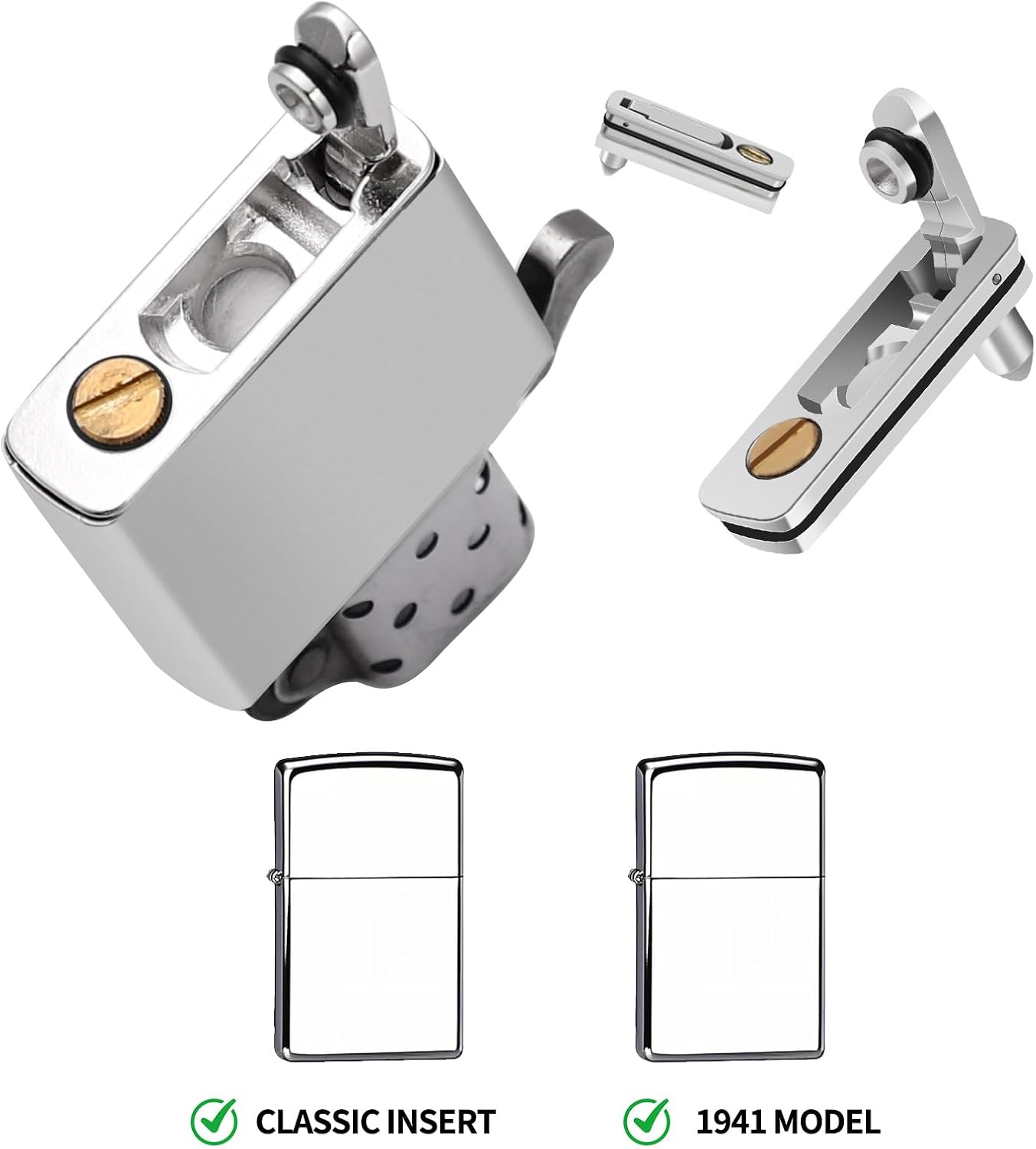 Lighter Gasket Seal Compatible with Zippo, Metal Repair Kit with Cotton Felt Pad, Anti-Evaporation Accessories for Lighter Insert Replacement Parts, Anti-Leak, Silver