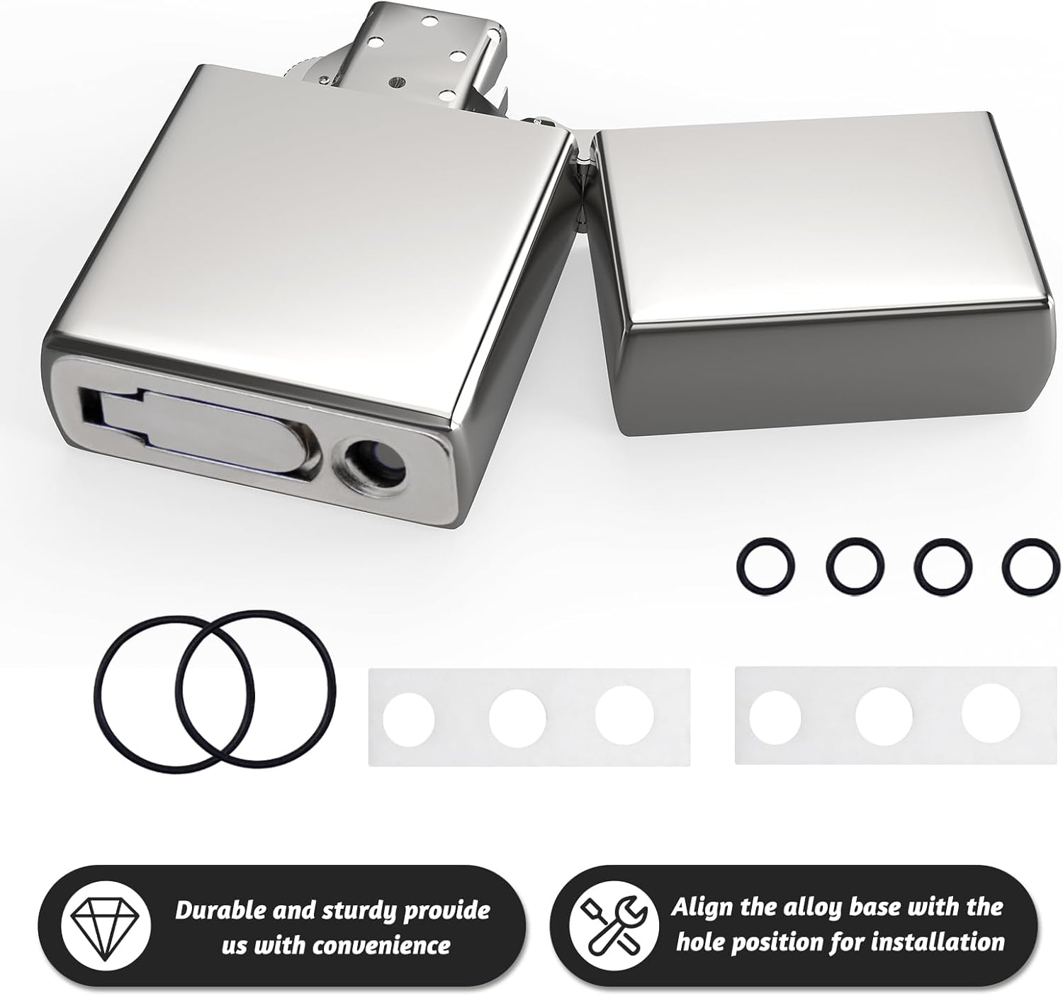 Lighter Gasket Seal, Metal Sealed Base Pad, Lighter Repair Kit with Cotton Pad, Metal Gasket Seal Anti-Evaporation Leak Prevention Accessories