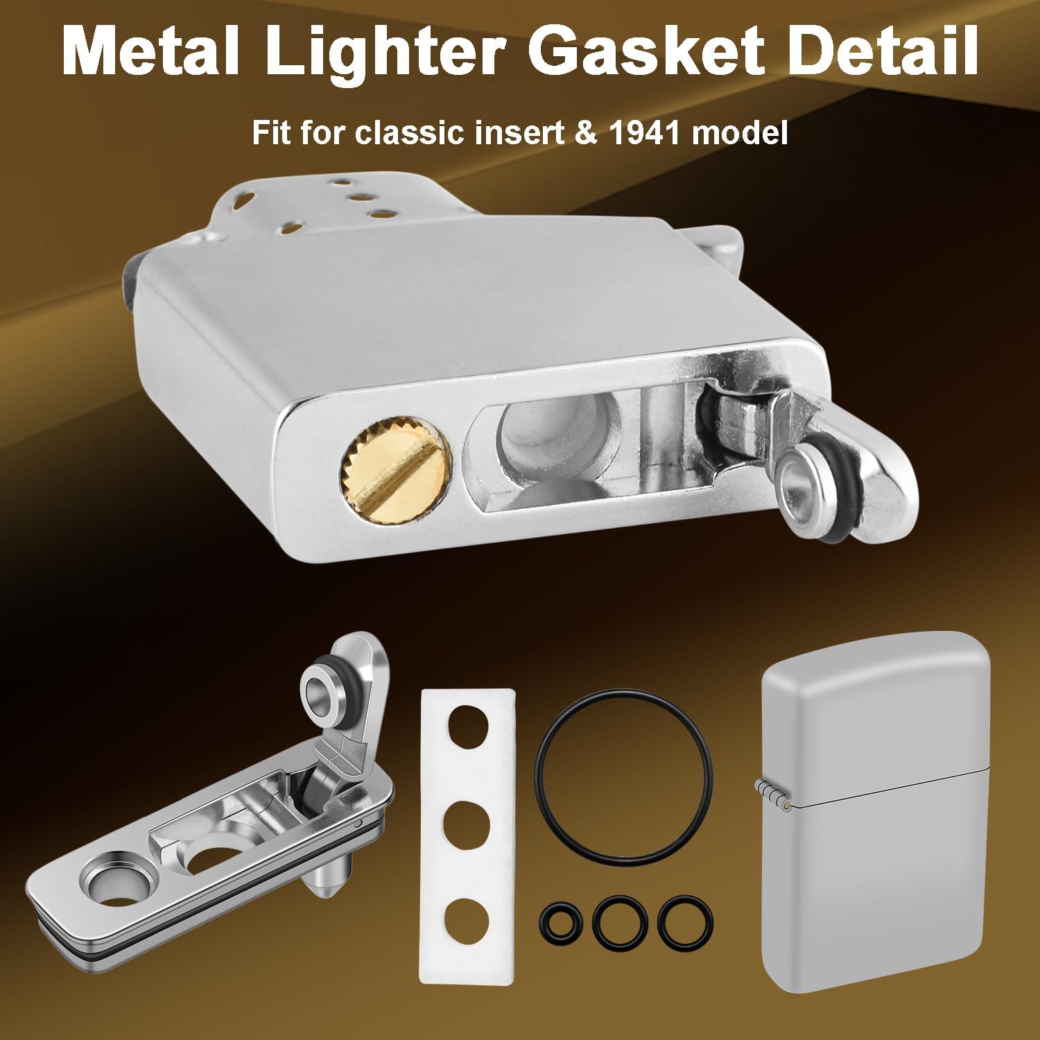 2 Set Lighter Gasket Seal Metal Lighter Repair Insert Accessories Kit 1Ppcs Cotton Felt Pad with 3Pcs Rubber Seals for Lighter Bottom Seal(Sliver+Black)