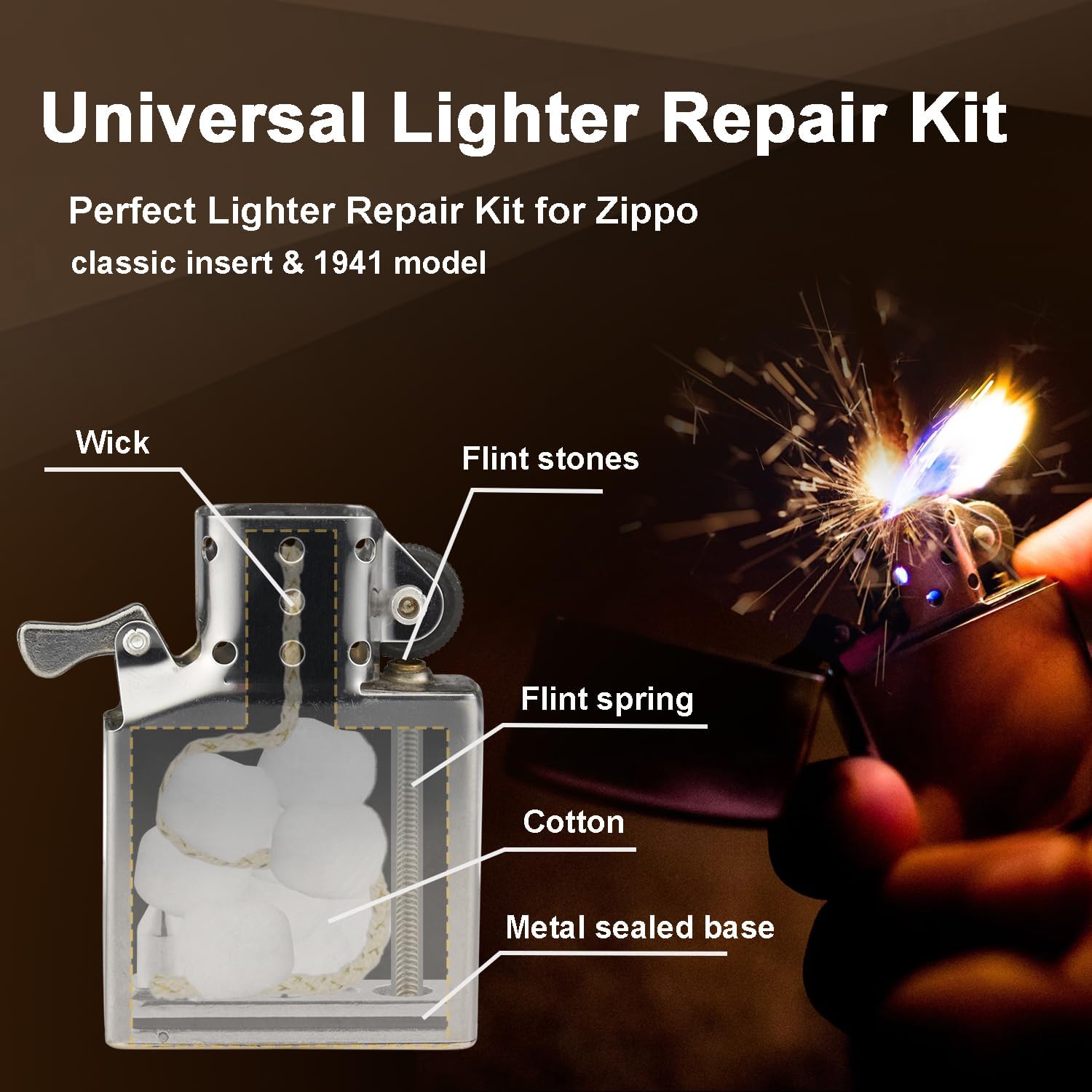 2 Set Lighter Gasket Seal Metal Lighter Repair Insert Accessories Kit 1Ppcs Cotton Felt Pad with 3Pcs Rubber Seals for Lighter Bottom Seal(Sliver+Black)