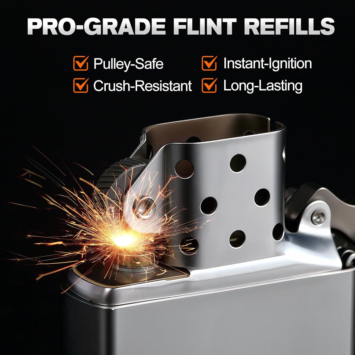 100Pcs Lighter Flints Refills, Premium Replaceable Flint Pen Cartridges, Compatible for Zippo & Clipper Lighters, Fast Ignition, Long-Lasting & Durable WLUOGCU